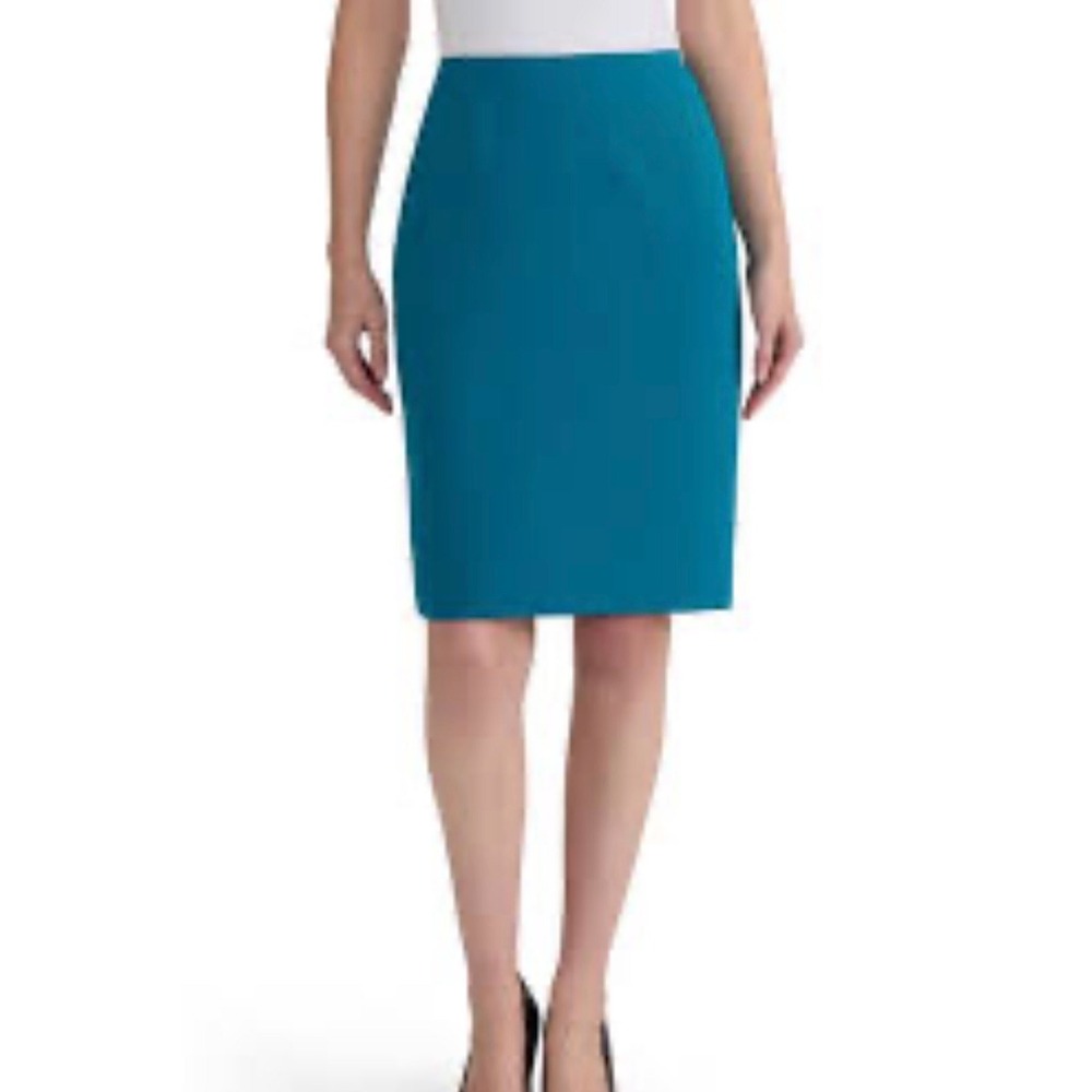 Nordstrom Women Teal Blue Ponte Knit Pencil Skirt Back Zip Vent N0481270MI L NWT